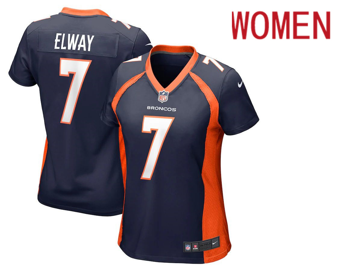 Women Denver Broncos 7 John Elway Nike Navy Retired Player NFL Jersey